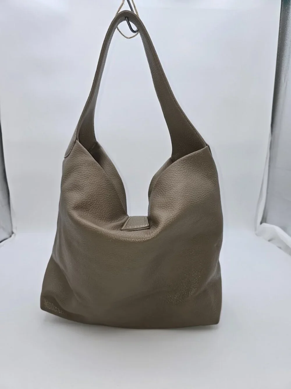 Dooney & Bourke Taupe Pebbled Leather Hobo Shoulder Bag